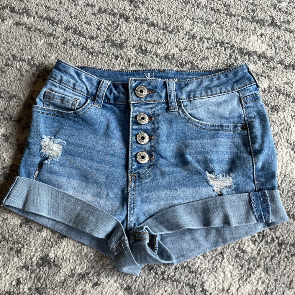 High-Waisted Distressed Jean Shorts